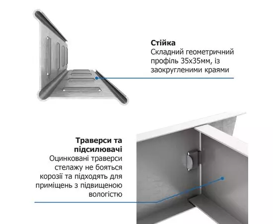 Стеллаж Бюджет ОД 1800х1000х500 Меткас, 150 кг/полку, 5 полок, ДСП, оцинкованный, металлический, изображение 16