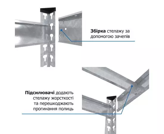 Стеллаж Титан ОД 1800х1400х400 Меткас, 300 кг/полку, 4 полки, ДСП, оцинкованный, металлический, изображение 9