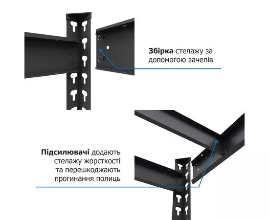 Стелаж Титан КД 1800х1800х600 Меткас, 300 кг/полицю, 4 полиці, ДСП, фарбований, металевий, изображение 11